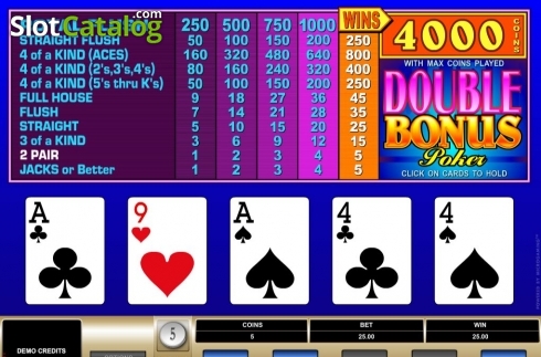 Écran4. Double Bonus Poker (Microgaming) Machine à sous