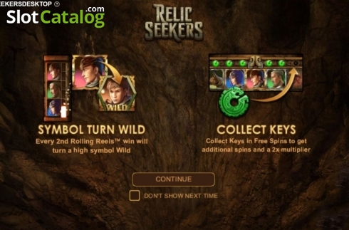 Start Screen. Relic Seekers slot