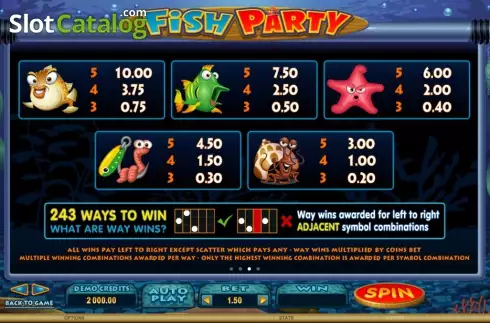 画面4. Fish Party (フィッシュ・パーティー) カジノスロット