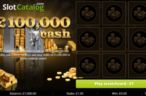 Start Screen. 100k Cash slot