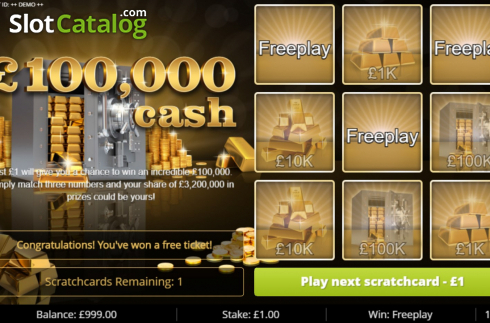 Win Screen. 100k Cash slot