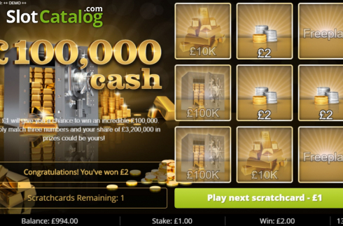 Win Screen 4. 100k Cash slot