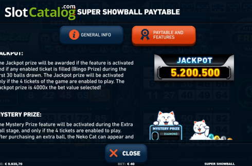 Features 2. Super Showball slot