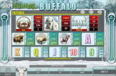 Paytable 2. White Buffalo (Microgaming) slot