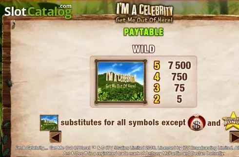 Paytable 1. I'm a Celebrity Get Me Out of Here slot