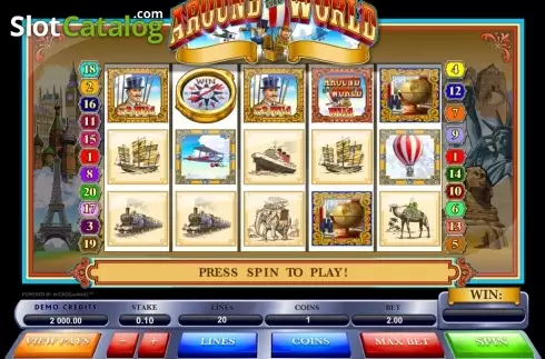 Reels screen. Around the World (Microgaming) slot
