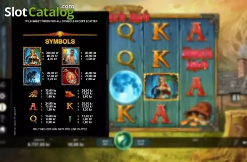 Paytable. Wicked Tales: Dark Red slot