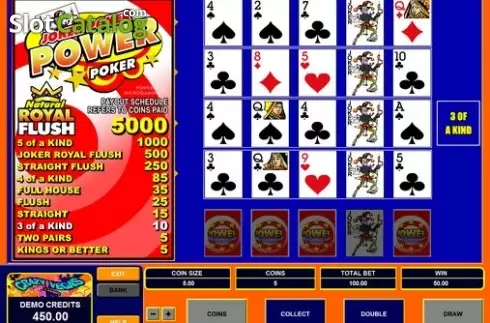 Ekran2. Joker Poker Power Poker yuvası