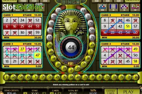 Win Screen. Pharaoh Bingo slot