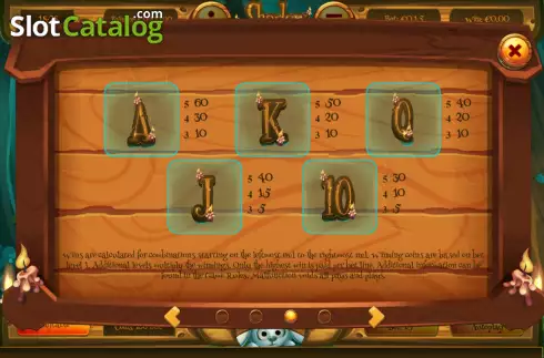 Paytable screen 2. Shadow Forest slot