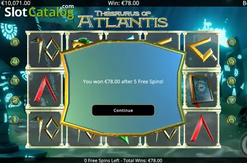 Free Spins Win Screen 5. Thesaurus Of Atlantis slot