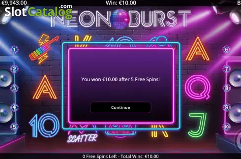 Free Spins Win Screen 3. Neon Burst slot