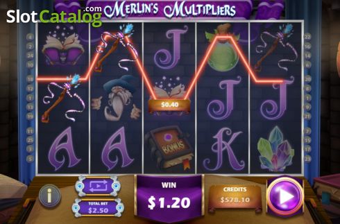 Win screen 3. Merlins Multipliers slot