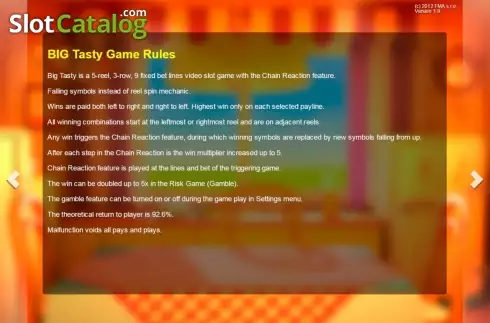 Game rules. Big Tasty slot