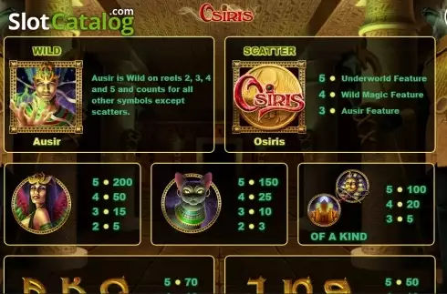 Paytable 1. Osiris slot