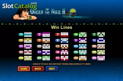 Paytable 5. Queen of Nile II slot