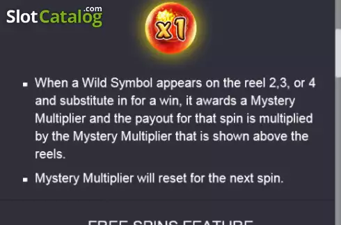 Mystery Wild and FS features screen. Longevity Dragon slot