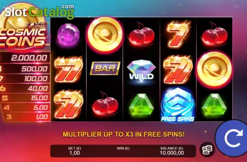 Game Screen. Cosmic Coins slot