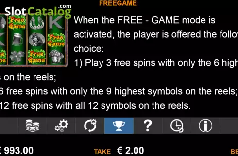 Free Game screen. Green Hat (Nazionale Elettronica) slot