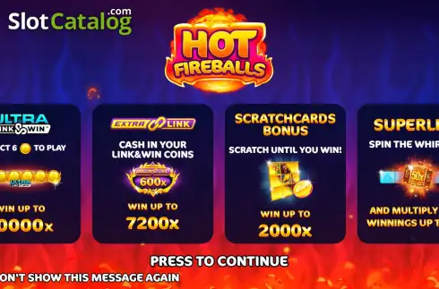 Start Screen. Hot Fireballs Link&Win slot