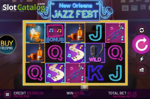 Reels screen. New Orleans Jazz Fest slot