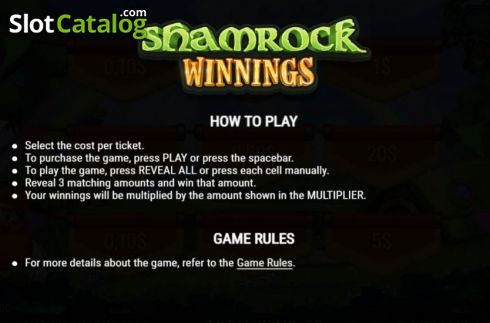 Game Rules. Shamrock Winnings slot