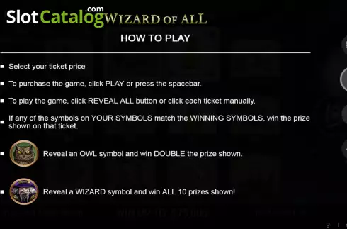 Bildschirm5. Wizard of All slot