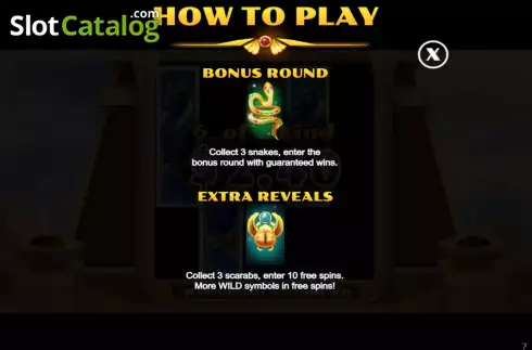 Game Features screen. Fortunes of Cleopatra slot