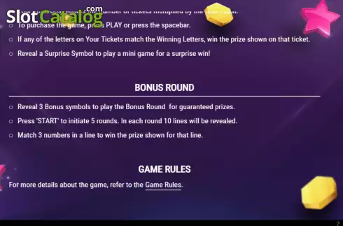 Game Rules screen 2. A to Z Riches slot