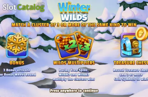 Intro screen. Winter Wilds slot