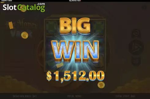 Big Win screen. Big Money Vault slot