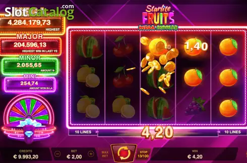 Win Screen 2. Starlite Fruits Mega Moolah slot