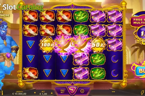 Game Screen. Genie's Arabian Riches slot