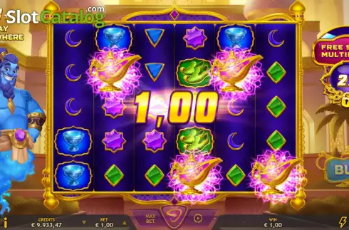 Free Spins Win Screen. Genie's Arabian Riches slot