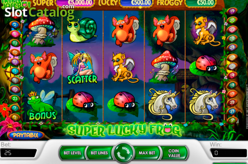 Bildschirm2. Super Lucky Frog (NetEnt) slot