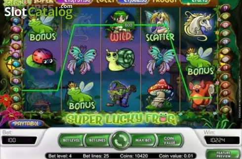 Skärmdump3. Super Lucky Frog (NetEnt) slot