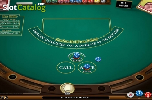 Game Screen. Casino Hold'em (NetEnt) slot
