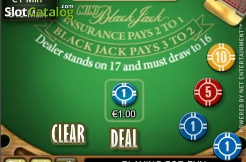 Game Screen. Mini Blackjack (NetEnt) slot