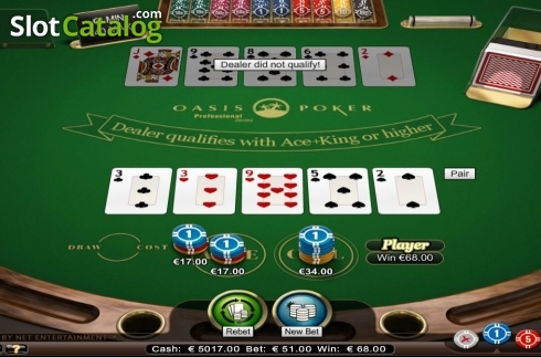 Game Screen. Oasis Poker Professional Series slot