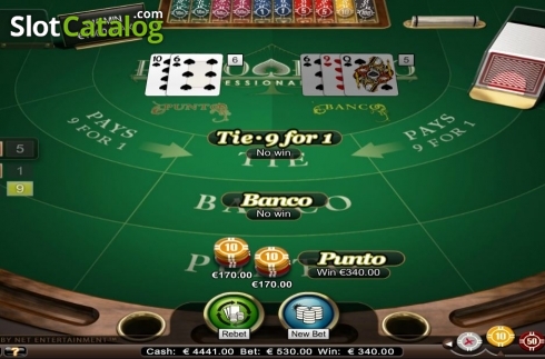 Game Screen. Punto Banco Professional Series High Limit slot