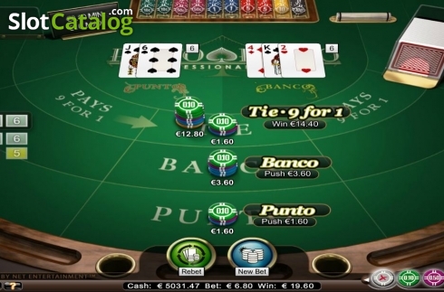 Game Screen. Punto Banco Professional Series Low Limit slot