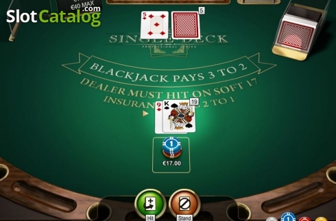 Game Screen. Single Deck Blackjack Professional Series slot