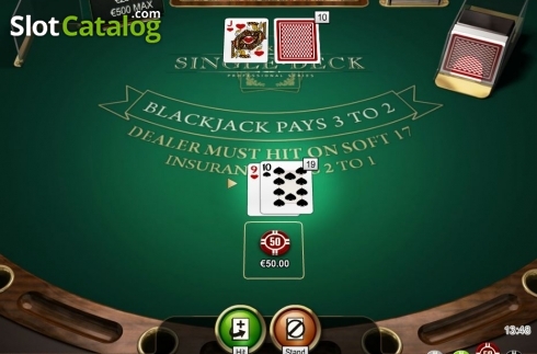 Game Screen. Single Deck Blackjack Professional Series High Limit slot