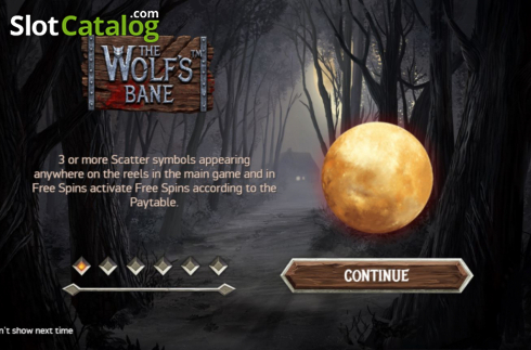 Start Screen. The Wolf's Bane slot