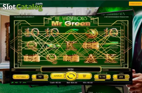 Game Workflow screen (Betway). The Marvellous Mr Green slot