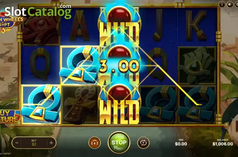 Bildschirm4. Golden Wheels of Egypt slot