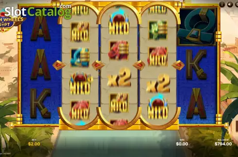 Bildschirm7. Golden Wheels of Egypt slot
