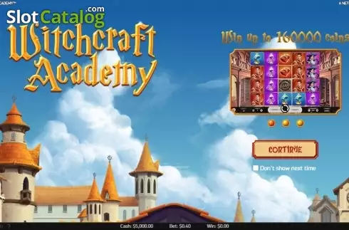 Intro Game screen. Witchcraft Academy slot