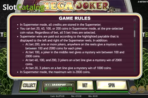 Rules 3. Mega Joker (NetEnt) slot