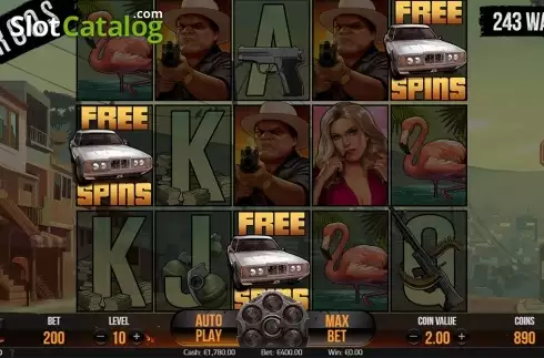 Free spins screen. Narcos (NetEnt) slot